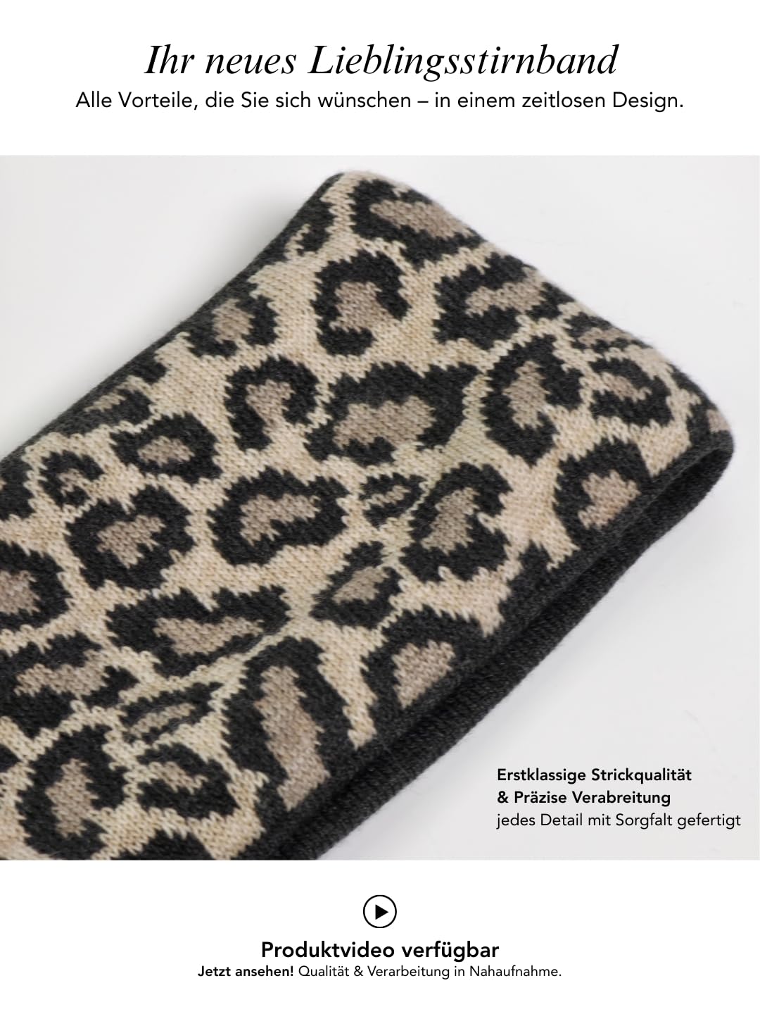 Baesics Stirnband Leo Taupe für Damen & Herren – warme & elastische Unisex Ohrenwärmer mit Fleecefut