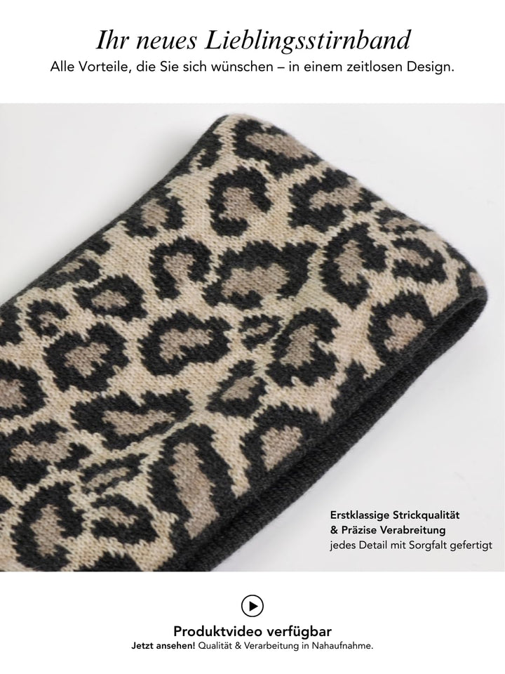 Baesics Stirnband Leo Taupe für Damen & Herren – warme & elastische Unisex Ohrenwärmer mit Fleecefut