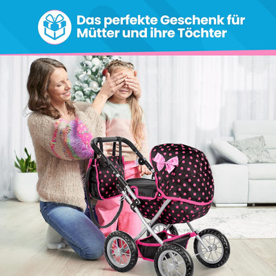 Kinderplay Puppenwagen ab 2 Jahre, Kinderwagen Puppen - Leichte und Stabile Konstruktion, Kinderpupp