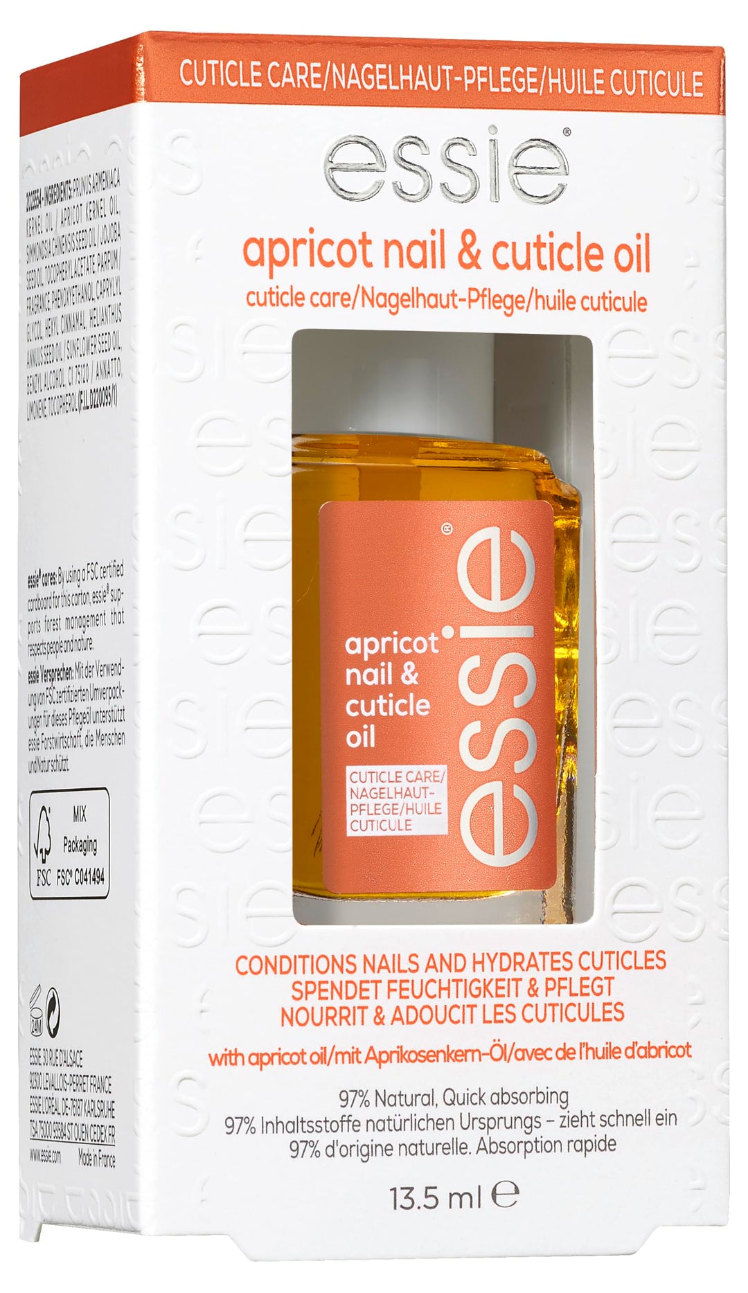 Essie Apricot Nagelhautöl – feuchtigkeitsspendende, stärkende Pflege für weiche, gesunde Nagelhaut.