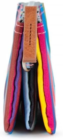 Roka London Carnaby Kleine recycelte Leinwand Multi Stripe, Bunt gestreift, S, Münzgeldbörse S Bunt