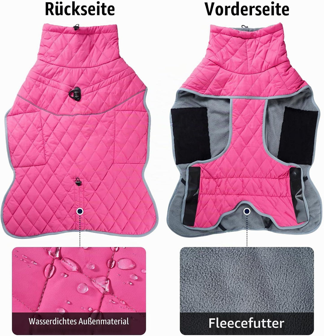 HEYWEAN Hundemantel Winter Wasserdicht Hundejacke mit D-Ring Warm Mantel Hund Fleece Hundepullover R