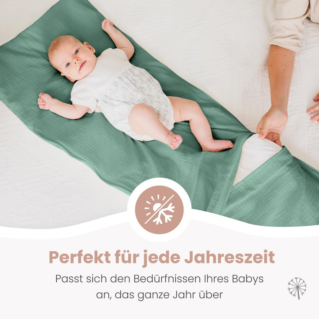 MIMUSELINA Fusssack Babyschale | Ganzjährige Einschlagdecke Winter/Sommer mit Herausnehmbarem Futter