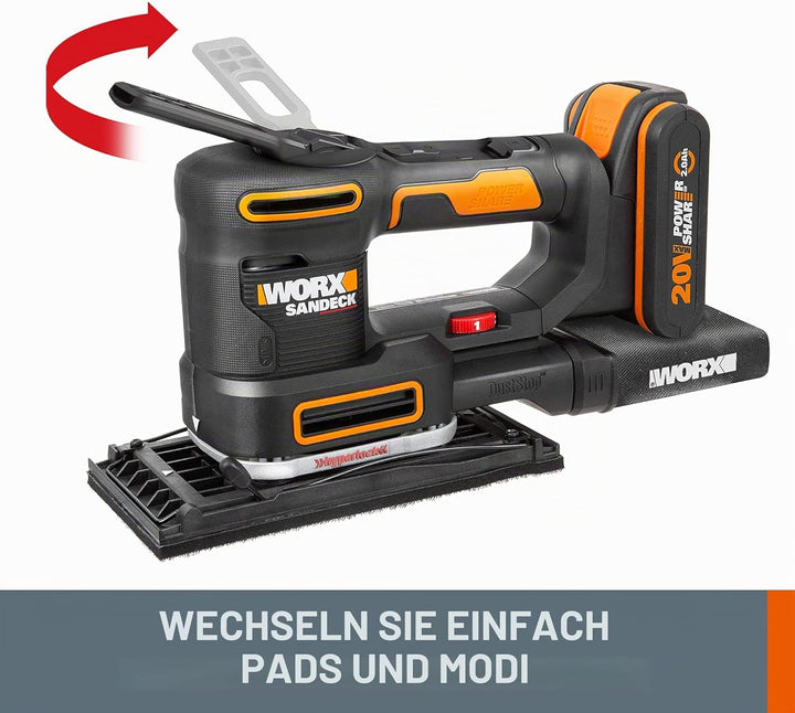 WORX WX820.9 Multifunktionsschleifer – Schleifen ohne Staub – Elektrische 20V Schleifmaschine – Powe