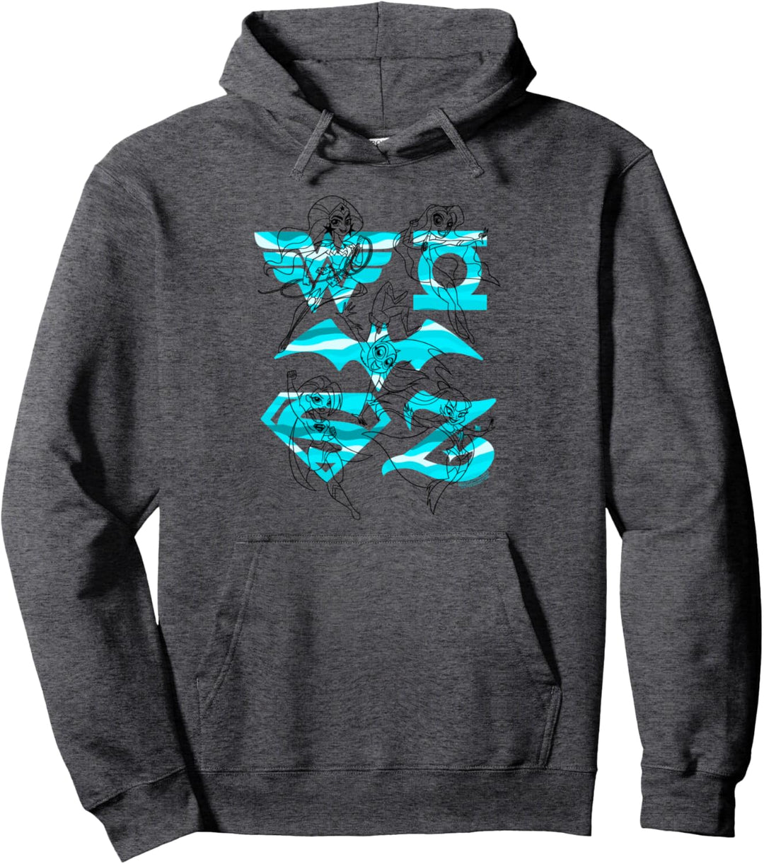 DC Super Hero Girls Line Art Girls and Logos Pullover Hoodie