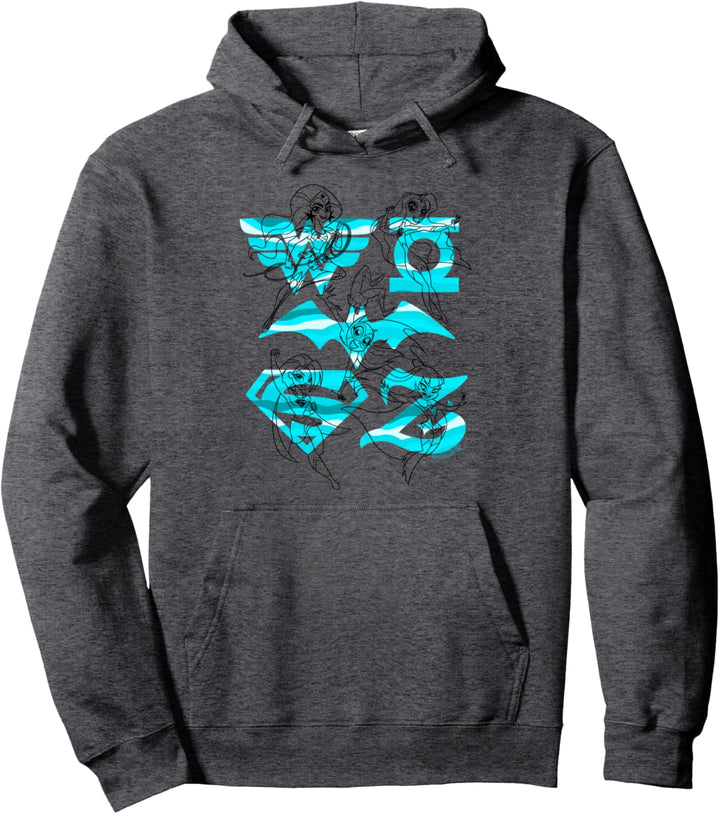 DC Super Hero Girls Line Art Girls and Logos Pullover Hoodie