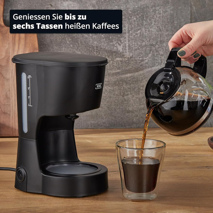 KHG Kaffeeautomat KA-127 (S) aus Kunststoff in schwarz, Kapazität für 5 Tassen, mit Glaskanne 600 ml