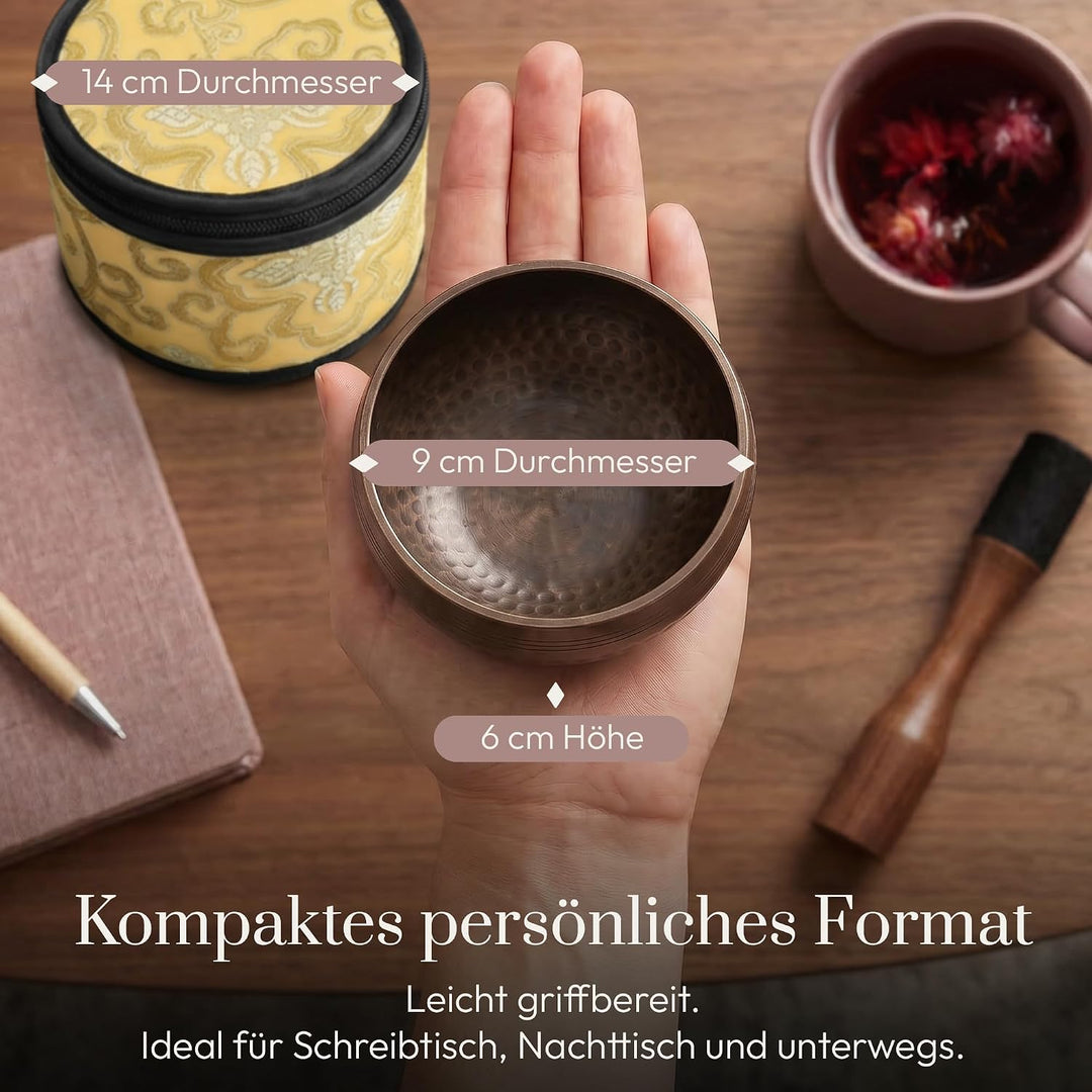 Tibetisches Klangschalen-Set - Authentische handgestimmte Klangschale für Meditation - Komplettes Me