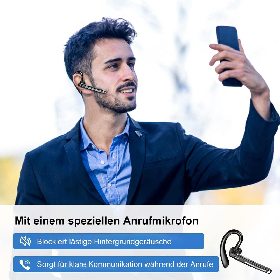 Headset Bluetooth 6.1 Kabellos Kopfhörer mit CVC8.0 Mikrofon 1,5 std Schnellladung Zwei-Geräte-Verbi