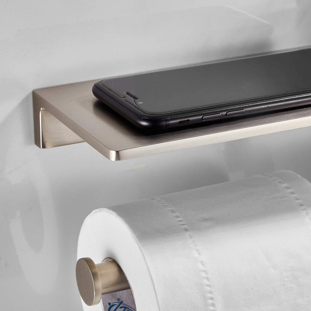 Doppelrollen-Toilettenpapierhalter mit Ablage aus massivem Messing und erstklassigem Papiertaschentu