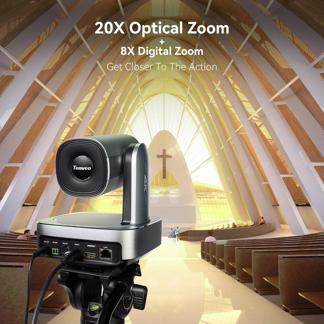 Tenveo 4K PTZ Kamera AI Humanoid & Gesicht Auto-Tracking 20X Optical + 8X Digital Zoom USB3.0 / HDMI