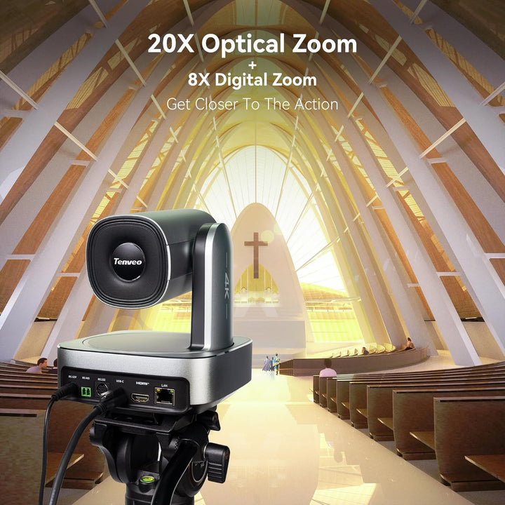 Tenveo 4K PTZ Kamera AI Humanoid & Gesicht Auto-Tracking 20X Optical + 8X Digital Zoom USB3.0 / HDMI