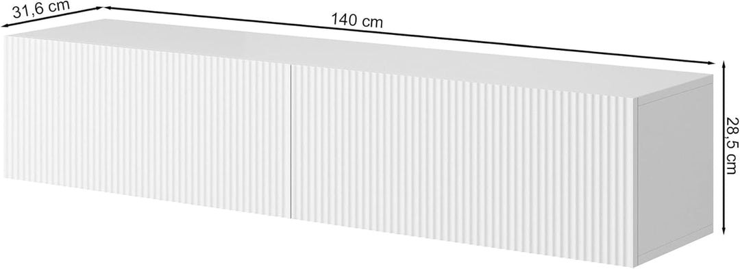 Selsey TV Schrank Board Sideboard, 140 cm, Weiss | Fernsehschrank Weiss Minimalist, Weiss Minimalist