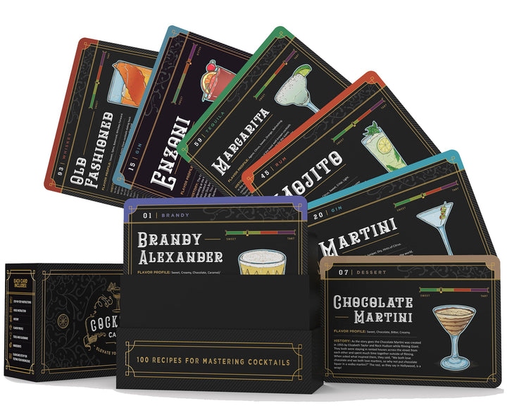 Cocktail Cards: 100 Cocktail Recipes to Master Cocktails in Barkeeper-Lernkartenform mit Schritt-für