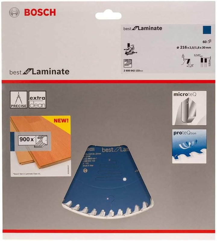 Bosch Professional 2608642133 Kreissägeblatt Best for Laminate 216 x 30 x 2.5/1.8 mm Z60TR-F, 216 x