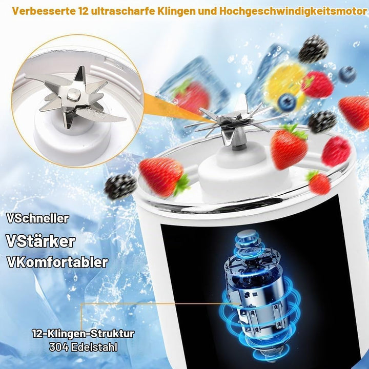 Tragbarer Mixer, 700 ml kleiner Mixer Smoothie, Mini-Standmixer mit 12 Edelstahlklingen und Digitala