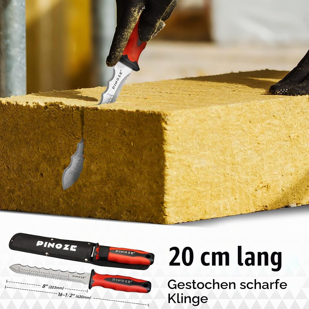 20cm Dämmstoffmesser, Edelstahl Klinge Isoliermesser w/Laserskala, Doppelseitige gezähnte Messer Wer
