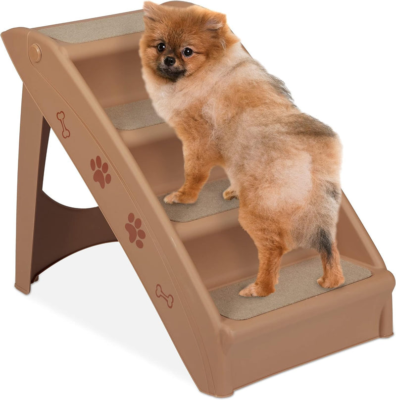 Relaxdays Hundetreppe 4 Stufen, kleine & grosse Hunde, Bett & Couch, Auto, Tiertreppe, HxBxT: 49 x 3