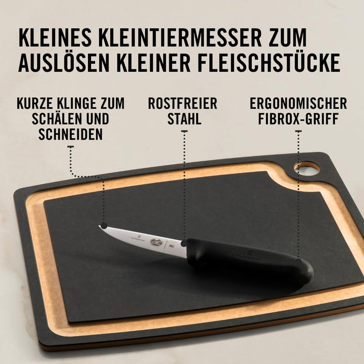 Victorinox Fibrox Schälmesser für Gemüse und Obst, Kleines Ausbeinmesser für Fleisch, 10 cm, Gerade