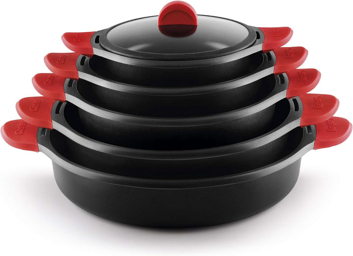 Castey Fundix Flache Kasserolle / 28 cm / mit Deckel 30 cm / Perfekte Wärmeverteilung / Sicheren und