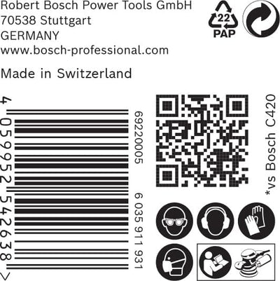 Bosch Accessories 50x Schleifpapier Expert C470 mit 6 Löchern (für Hartholz, Farbe auf Holz, Ø 150 m