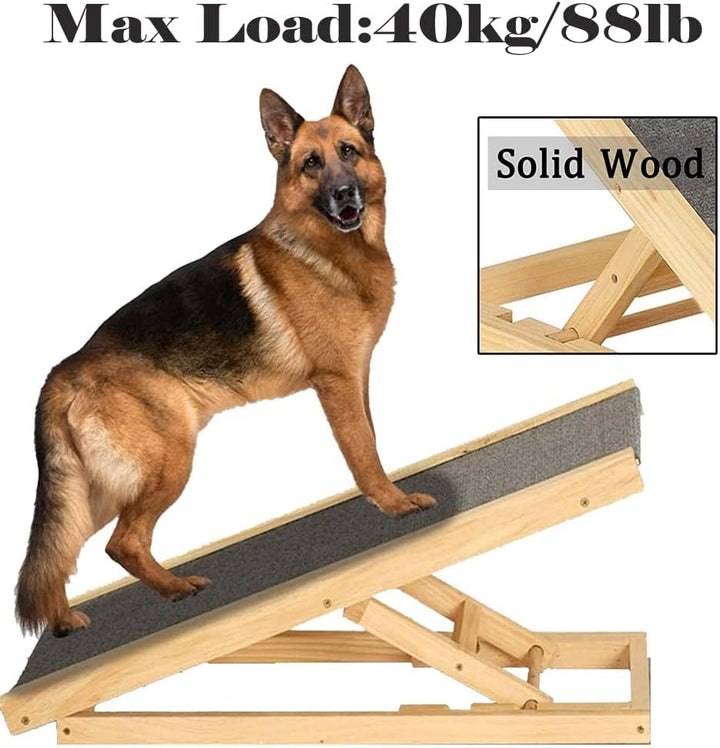 Hunderampe Länge 100cm Einstellbar 30/40/50/60cm Höhe des 4 Gangs Hundetreppe für Bett, Sofa, Auto,
