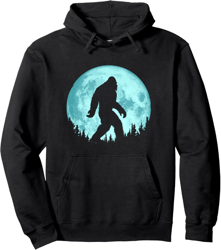 Bigfoot Night Minimalist Full Moon & Trees Sasquatch Pullover Hoodie