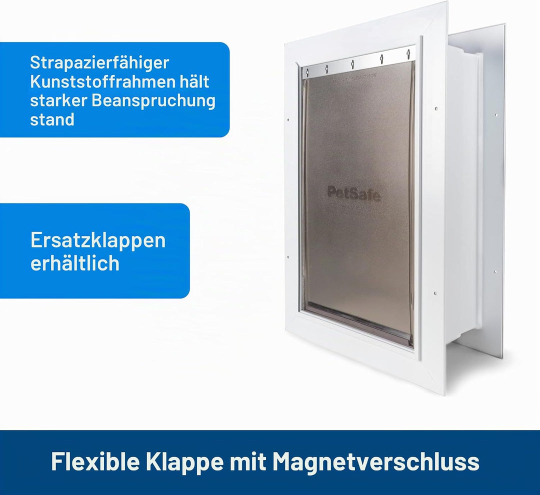 PetSafe Haustiertür für Hunde und Katzen, mit Teleskop-Tunnel, Weiss, gross Weiss L, Weiss L