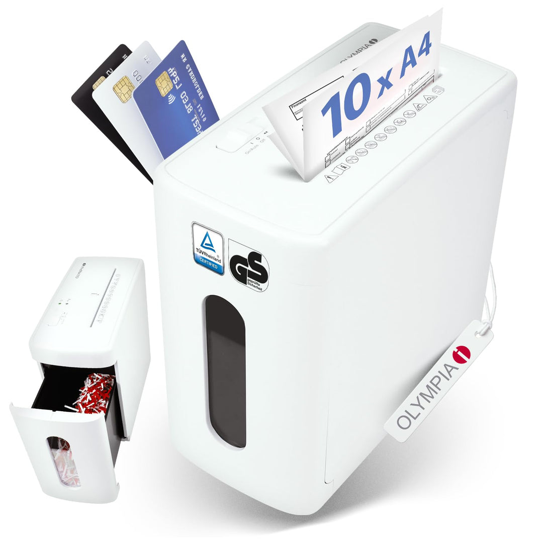 Olympia CC 1010 S Aktenvernichter | Papierschredder für Dokumente & Kreditkarten | Dokumentenschredd