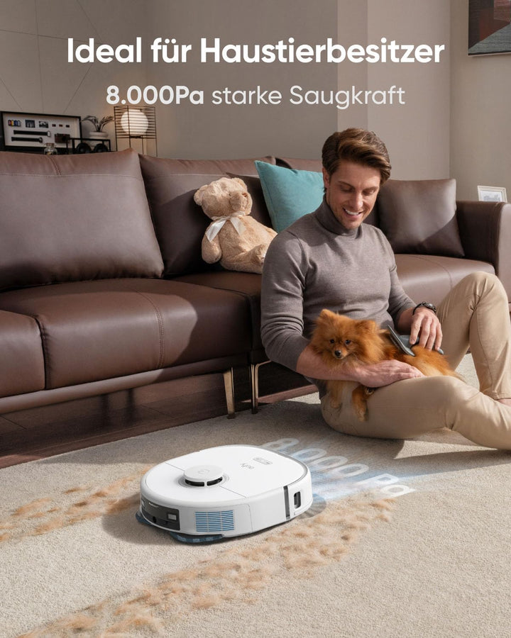 eufy Saug- und Wischroboter X10 Pro Omni, All-in-One, Weiss | Aktive Hindernisvermeidung, 8.000Pa, A