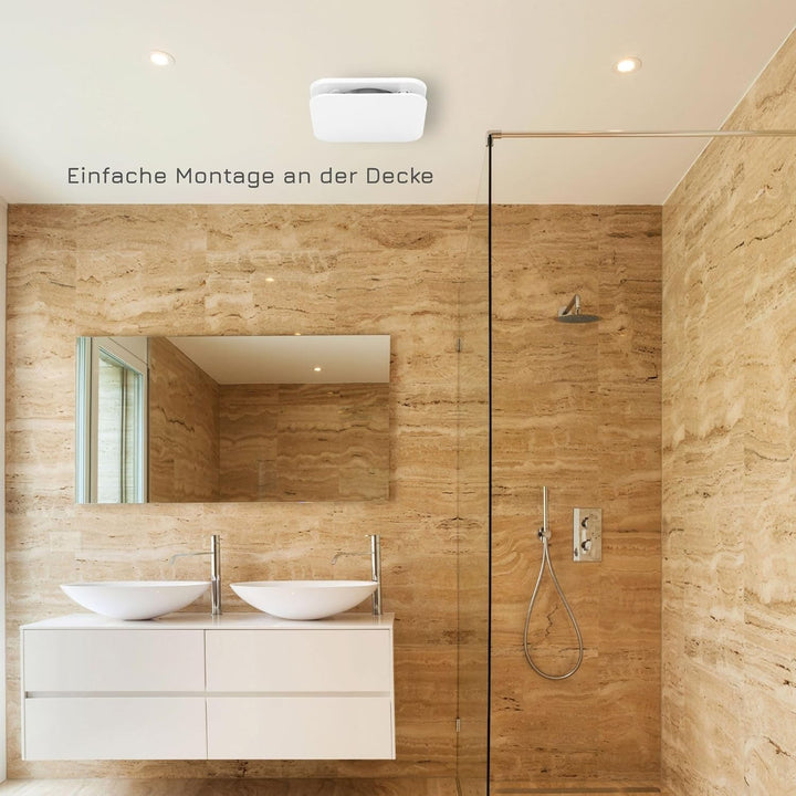 Turbionaire Abluftventilator TREND 120 SWM, für Badezimmer, Küche, Wand/Decke, mattweisse Frontplatt