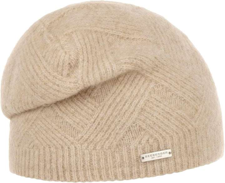 Seeberger Ricarda Wollmütze Beanie Strickmütze Wollbeanie Wintermütze Damenmütze (One Size - beige)