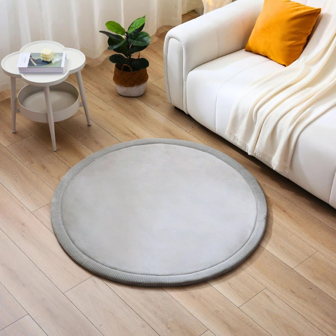 Wolkenweiche Samtmatte-Spielmatte Baby 120x120x2,5cm, grau – Kinderteppich mit hochwertigem Memory-S