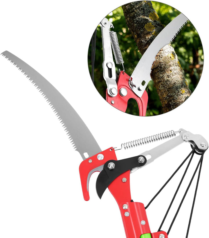 QWORK® 8 m Hochreichbare Hochentaster, Astsäge Baumsäge mit Einstellbare Stiel, Schneidet Sauber und