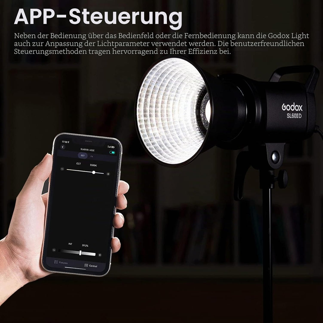 Godox SL60IID SL60II-D LED Video Lichter, 5600±200K, Upgraded CRI 96+, TLCI 97+, eingebaute 8 FX Eff