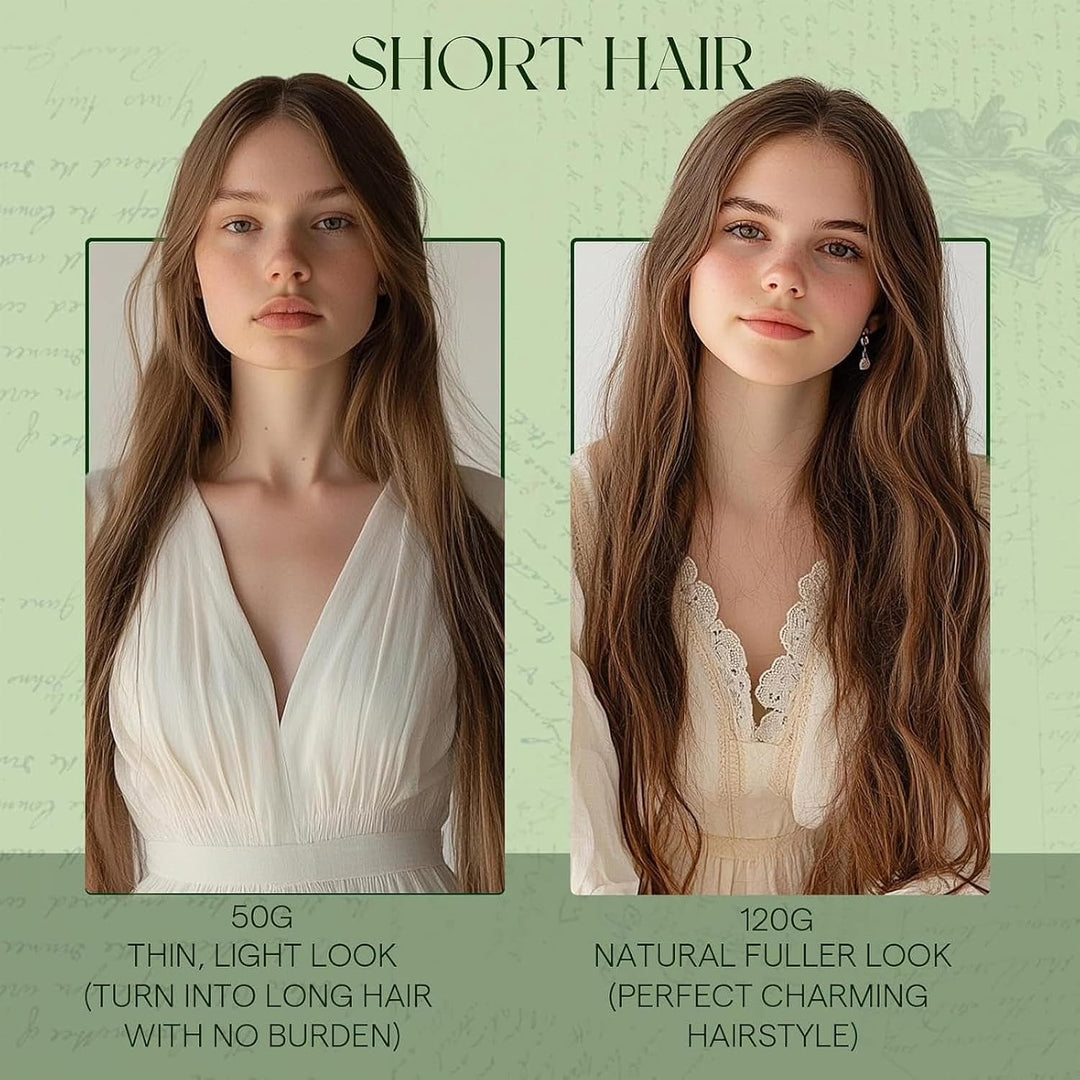 RUNATURE Echthaar Extensions Clip in Aschbraun mit Platinblond Menschliches Haarextensions Clip Seid