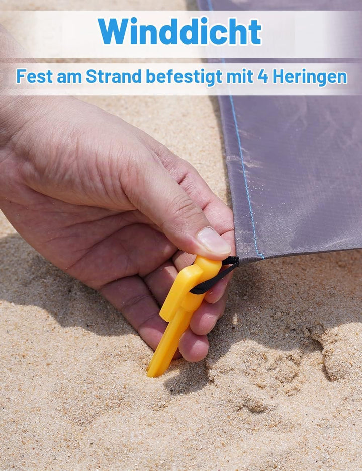 Stranddecke Super Gross 275cm x 300cm für Strandurlaub Reisen Camping, Leicht und Tragbar, Schnelltr