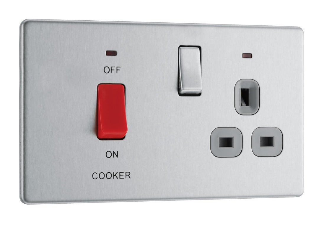 BG NBS70G 45, grau, fbs70g, 250V Slim Brushed Steel, Slim Brushed Steel