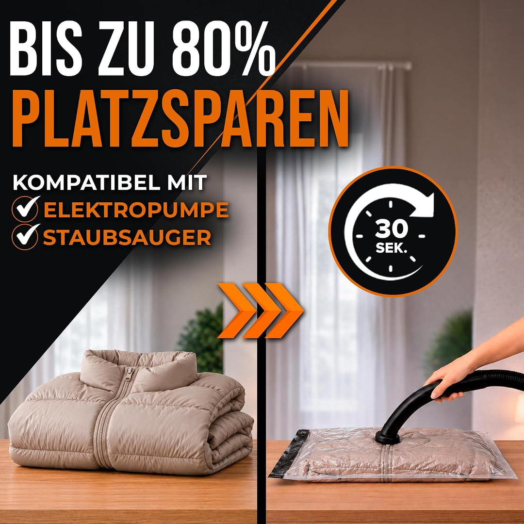 Vakuumbeutel für Kleidung I 6 STÜCK I Grösse L: 80x60cm I Vacuum Bags for Clothing I Staubsauger Vak