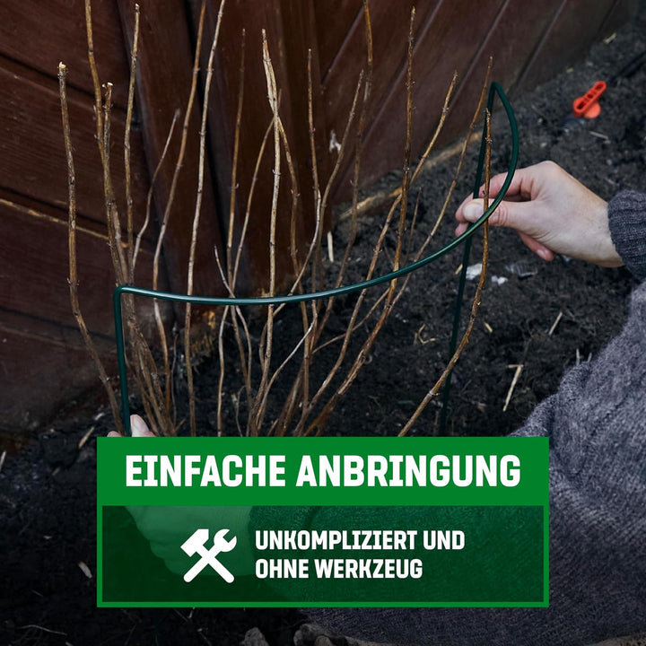 GardenGloss® Strauchstützen aus beschichtetem Stahl (10 Stück) - Staudenhalter halbrund 35cm x 40cm