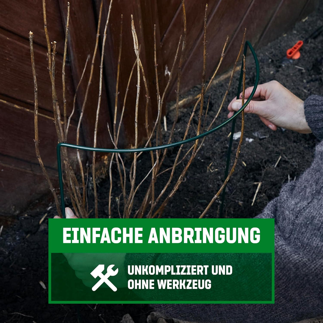 GardenGloss® Strauchstützen aus beschichtetem Stahl (5 Stück) - Staudenhalter halbrund 100cm x 40cm