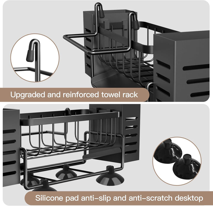 Bellovero Spülbecken Organizer, Edelstahl Küchen Organizer mit Selbstentleerender Ablaufwanne, mit H