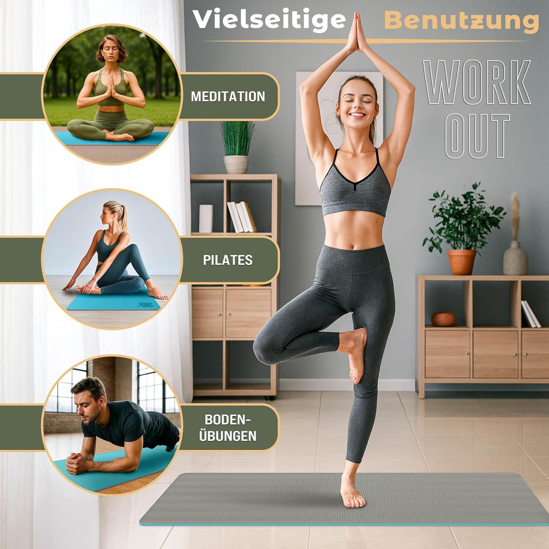 Yogamatte Phthalatfrei | Gymnastikmatte rutschfest | Fitnessmatte schadstofffrei | Trainingsmatte mi