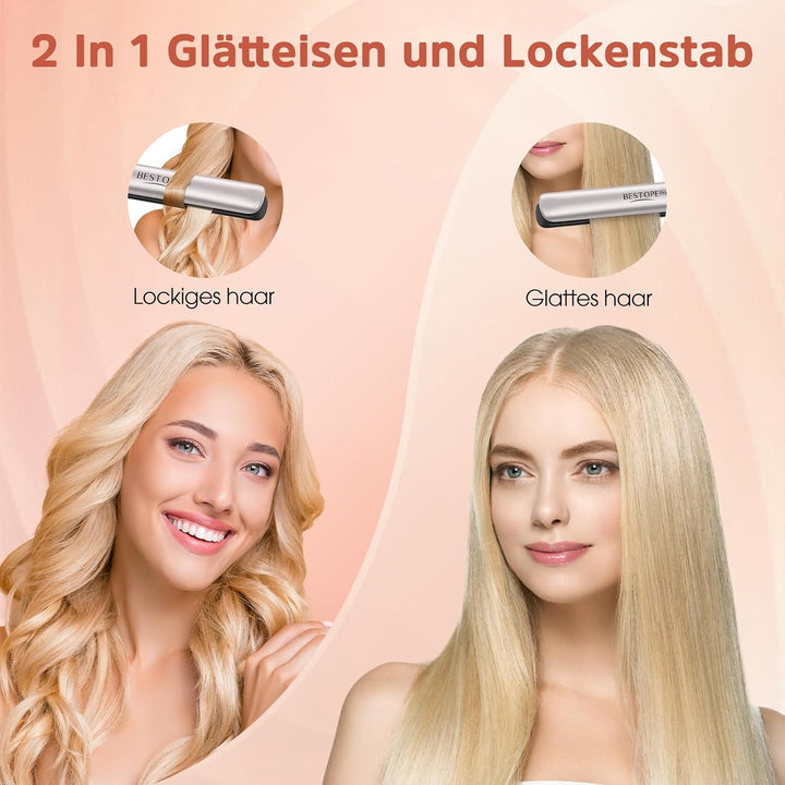Glätteisen Locken und Glätten - Professional Ionen Haarglätter Weniger Frizz &amp; Statische Aufladung,