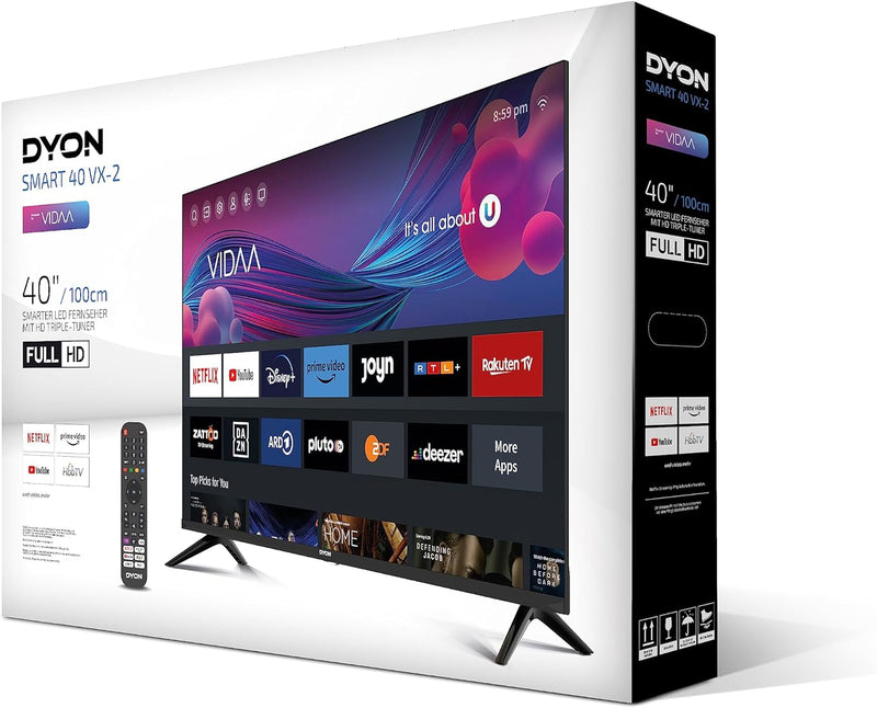 DYON Smart 40 VX-2 100 cm (40 Zoll) Fernseher (Full-HD TV, HD Triple Tuner (DVB-C/-S2/-T2), App Stor