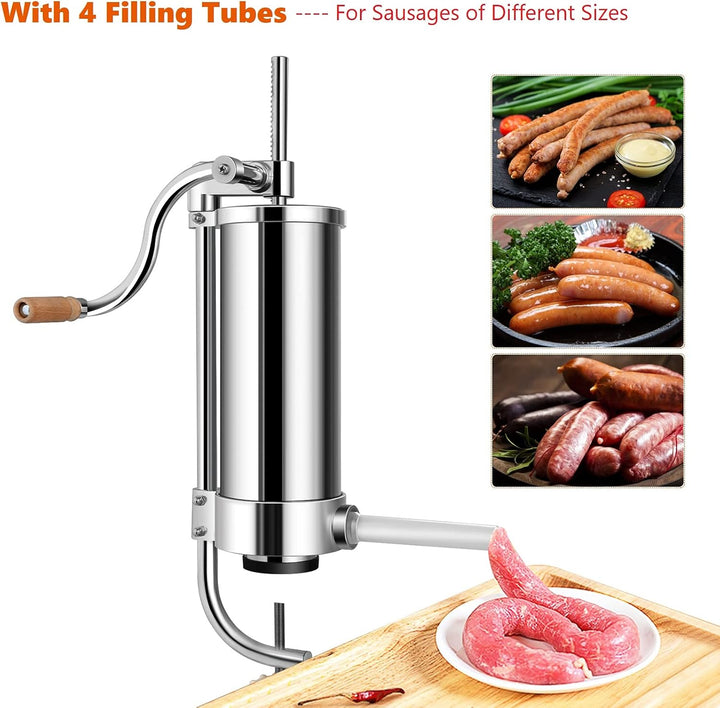 GIANTEX Wurstfüller 1,5L/3L/3,6L/6L, Manuelle Wurstmaschine Wurstfüllmaschine, Wurstspritze aus Edel