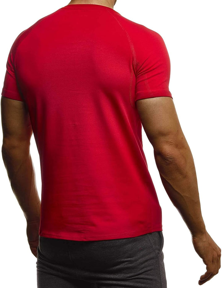 Leif Nelson Gym Herren Fitness T-Shirt Slim Fit Moderner Männer Bodybuilder Trainingsshirt Kurzarm T