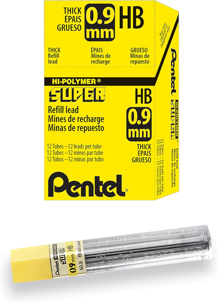 Pentel 50/HB9 Hochpolymer-Ersatzmine extra stark in 15er Röhre HB 0,9 mm 12 Röhren 1 stück (12er Pac