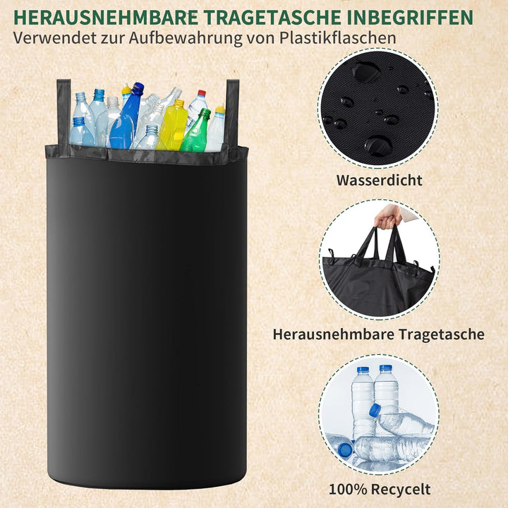 AINIYNM Pfandflaschen Sammelbehälter mit Deckel 100L XXL Tragetasche Pfandbehälter mit Loch Pfandfla