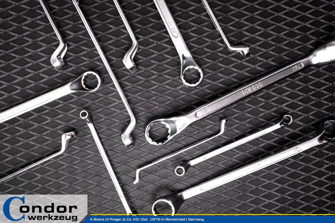 CONDOR Werkzeug 10-12T | Doppel-Ringschlüssel-Satz | 12-tlg. | gekröpft | SW 6 x 7-30 x 32 mm | Chro